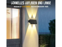 NETTLIFE Iluminación Exterior-Lámpara de pared solar para exteriores - Lámparas de pared para exteriores impermeables Lámparas de pared solares de color blanco cálido Negro