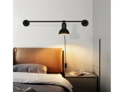 NETTLIFE , lámpara de pasillo vintage de metal con aplicación interna negra E27, lámpara de jaula de escalera de diseño indirecto giratoria. Negro Outlet