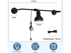 NETTLIFE , lámpara de pasillo vintage de metal con aplicación interna negra E27, lámpara de jaula de escalera de diseño indirecto giratoria. Negro Outlet