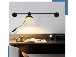 NETTLIFE , lámpara de pasillo vintage de metal con aplicación interna negra E27, lámpara de jaula de escalera de diseño indirecto giratoria. Negro Outlet