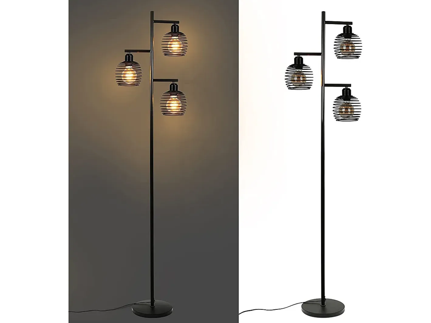 Discount NETTLIFE Lámpara de pie de salón vintage - e27 3 llamas 25W lámpara de pie negra industrial 152CM con interruptor de pie Negro