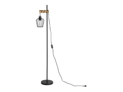 New NETTLIFE Lámpara de pie de madera Lámpara de pie vintage: Lámpara de salón negra Lámpara de pie con casquillo E27 146 cm (sin bombilla) Negro