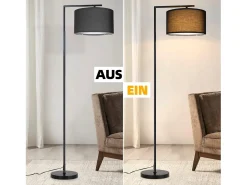 NETTLIFE Lámpara de pie de salón negra: tela de diseño moderno Casquillo E27 máx. 40W con interruptor de pie Lámpara de cama de 166 cm sin bombilla. Negro Best