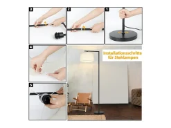 NETTLIFE Lámpara de pie E27 Lámpara de pie interruptor de pie 166cm pantalla de tela de diseño máx. 40W - sin bombilla Blanco Online