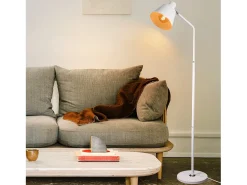 NETTLIFE Lámpara De Pie-Lámpara de Pie para Salón, Lámpara de Pie Vintage - 166cm, Diseño Retro, Lámpara de Pie de Metal con Casquillo E27, Máximo 40W Blanco