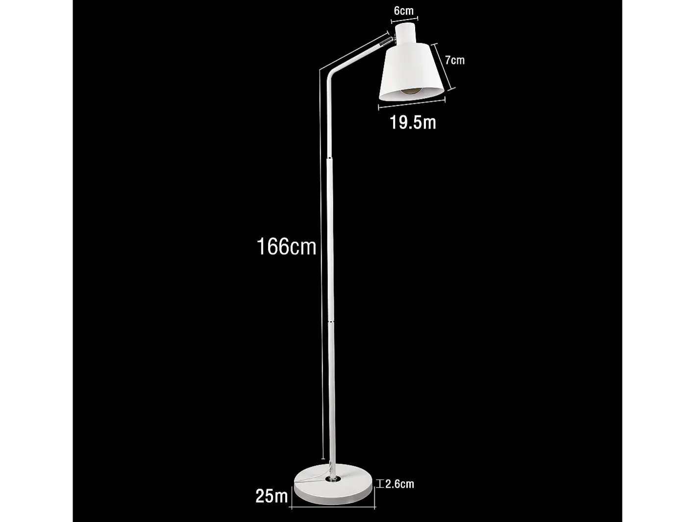 NETTLIFE Lámpara De Pie-Lámpara de Pie para Salón, Lámpara de Pie Vintage - 166cm, Diseño Retro, Lámpara de Pie de Metal con Casquillo E27, Máximo 40W Blanco