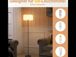 NETTLIFE Lámpara de pie vintage, lámpara de pie para salón, lámpara de pie, lámpara de pie con pantalla de papel , lámpara de pie para salón, lámpara G9 Blanco Discount