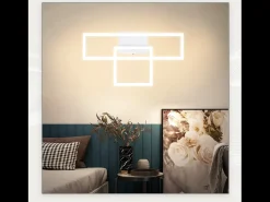 Sale NETTLIFE Lámpara de techo LED para salón, 20 W, diseño moderno, lámpara de cocina, cálido, cuadrada, blanca Blanco