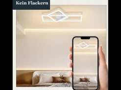 Sale NETTLIFE Lámpara de techo LED para salón, 20 W, diseño moderno, lámpara de cocina, cálido, cuadrada, blanca Blanco