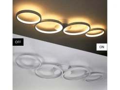 Best NETTLIFE Lámpara de Techo LED Redonda Moderna Cálido 3000K Anillo 37W 89cm Lámpara de Escritorio para Dormitorio Sala de Estar Oficina Blanco