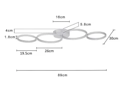 Best NETTLIFE Lámpara de Techo LED Redonda Moderna Cálido 3000K Anillo 37W 89cm Lámpara de Escritorio para Dormitorio Sala de Estar Oficina Blanco