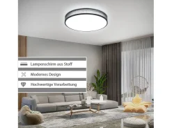 NETTLIFE Plafón-Lámpara de Techo LED 38W Redonda Moderna Regulable con Control Remoto Lámpara de Dormitorio con Pantalla de Tela Lámpara de para Gris