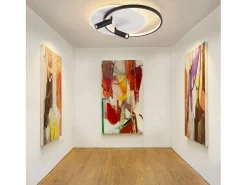 NETTLIFE Lámpara de Techo LED Lámpara de Techo Salón: Lámpara de Salón Regulable 52W con 2 Focos de Techo Negro con Mando a Distancia Acrílico Moderno Blanco