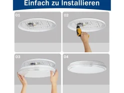 New NETTLIFE Lámpara de Techo LED Ø 27 cm Lámpara Moderna de Cielo Estrellado para Dormitorio Lámpara Blanca Cálida de 12 W Lámpara Redonda de para Blanco
