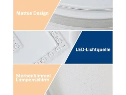New NETTLIFE Lámpara de Techo LED Ø 27 cm Lámpara Moderna de Cielo Estrellado para Dormitorio Lámpara Blanca Cálida de 12 W Lámpara Redonda de para Blanco
