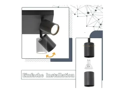 NETTLIFE Lámpara de techo 6 focos GU10 s orientables 330° pared industrial moderna para salón dormitorio cocina sin bombilla Negro Sale