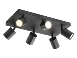 NETTLIFE Lámpara de techo 6 focos GU10 s orientables 330° pared industrial moderna para salón dormitorio cocina sin bombilla Negro Sale