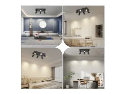 NETTLIFE Lámpara de techo 6 focos GU10 s orientables 330° pared industrial moderna para salón dormitorio cocina sin bombilla Negro Sale