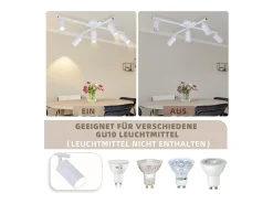 NETTLIFE Plafón-Lámpara de techo LED blanca GU10, 5 luces, moderna, para salón, giratoria 330°, industrial Blanco