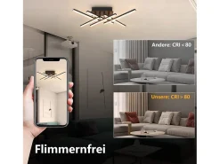 Online NETTLIFE Lámpara de Techo LED Lámpara de Salón Moderna Lámpara Negra de 50 cm con Control Remoto Lámpara de Cristal de 36 W para Dormitorio Negro