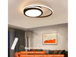 NETTLIFE Plafón-Lámpara de Techo LED para - Lámpara Negra Regulable Lámpara Redonda Moderna de 56 W con Diseño de Cielo Estrellado, Estudio, Negro