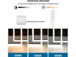 NETTLIFE Plafón-Lámpara de Techo LED Lámpara de Sala de Estar Negra Lámpara de Dormitorio de 50 W Regulable Moderna con Control Remoto Geométrico para Cocina Negro