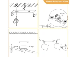 Online NETTLIFE Lámpara de techo E14, foco industrial de techo dorado, orientable y giratorio 350° Negro