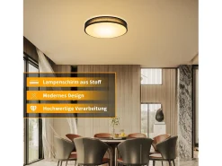 New NETTLIFE Lámpara de Techo LED 3000K, 12W, 30CM Lámpara Redonda Negra Moderna para Blanca cálida con Pantalla de Tela Luz de Techo para Dormitorio Negro