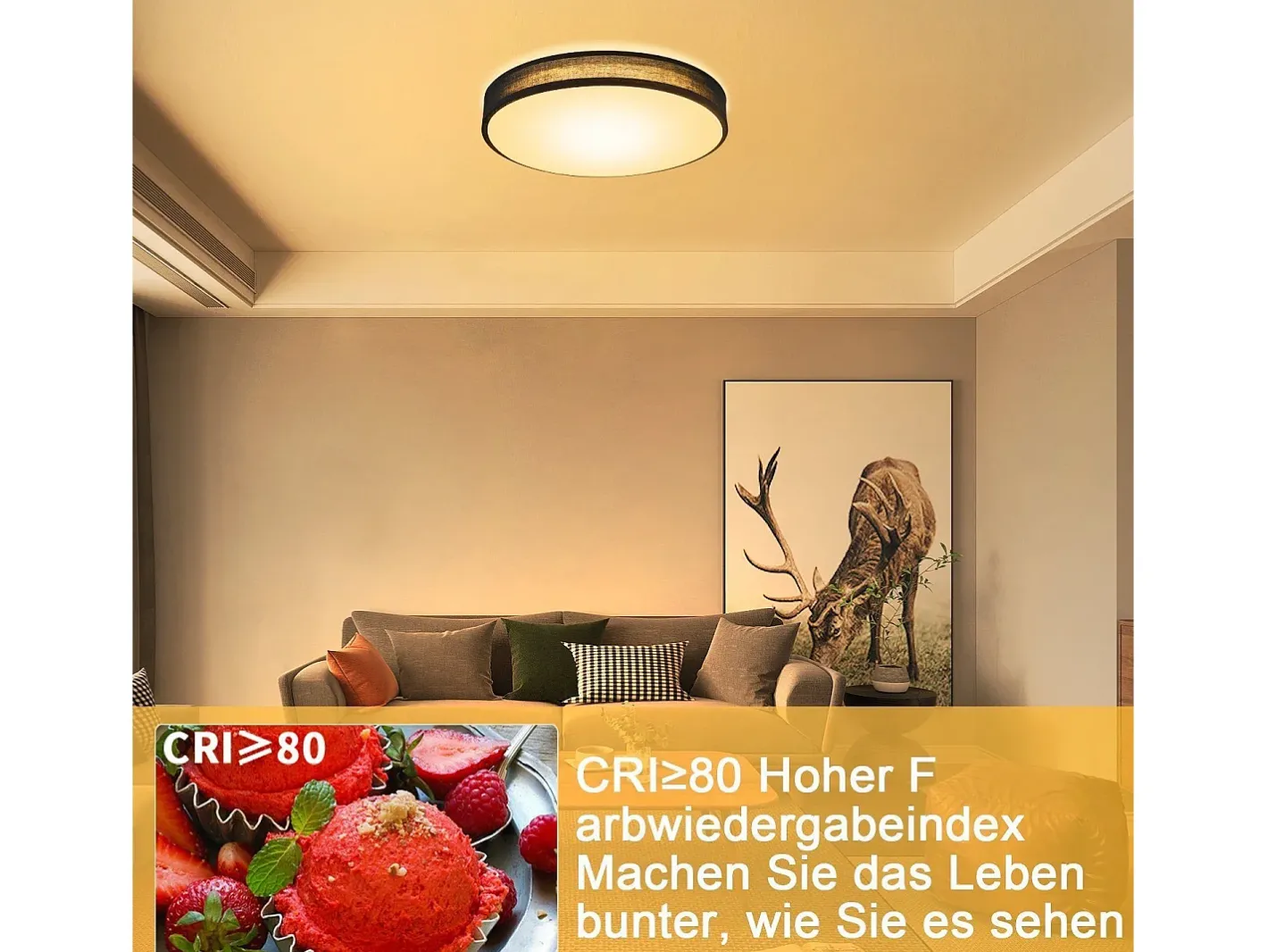 New NETTLIFE Lámpara de Techo LED 3000K, 12W, 30CM Lámpara Redonda Negra Moderna para Blanca cálida con Pantalla de Tela Luz de Techo para Dormitorio Negro