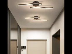 NETTLIFE Lámpara de techo LED para salón, dormitorio, moderna, negra, 12 W, 3000 K, blanco cálido, interior Negro