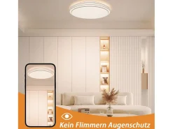 NETTLIFE Plafón-Lámpara de techo LED redonda moderna, lámpara de dormitorio regulable de 23W con control remoto, lámpara de cielo estrellado de 27cm Blanco