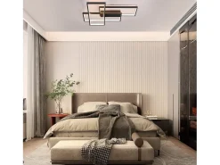 NETTLIFE . Lámpara de techo LED regulable: lámpara de techo de 65 cm de largo, color , lámpara para salón de 65 W, moderna, Negro