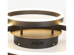 NETTLIFE Plafón-, lámpara de techo LED regulable, iluminación de techo para el salón, lámpara para el dormitorio 46W, 2 anillos Negro