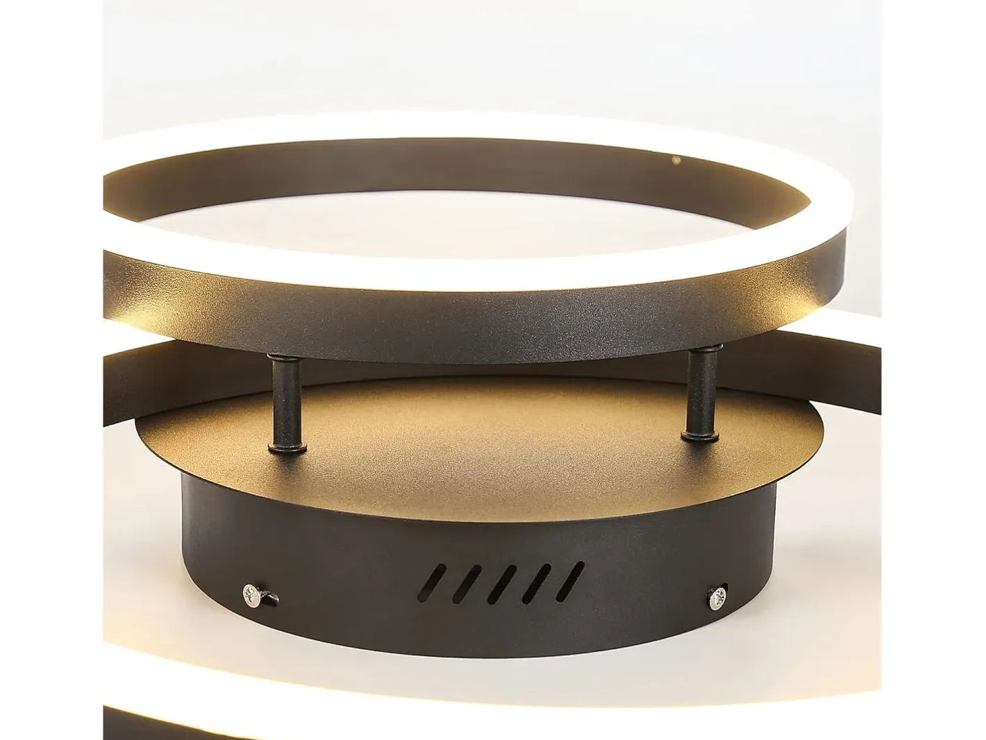 NETTLIFE Plafón-, lámpara de techo LED regulable, iluminación de techo para el salón, lámpara para el dormitorio 46W, 2 anillos Negro
