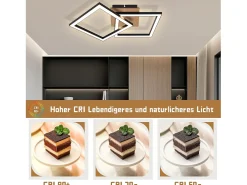 NETTLIFE Plafón-Lámpara de techo LED negra de madera, 3000K, luz blanca cálida, diseño moderno, 24W Negro