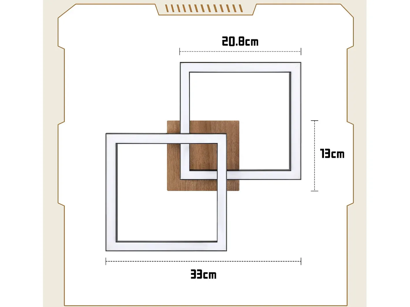 NETTLIFE Plafón-Lámpara de techo LED negra de madera, 3000K, luz blanca cálida, diseño moderno, 24W Negro