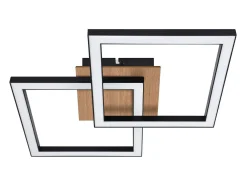 NETTLIFE Plafón-Lámpara de techo LED negra de madera, 3000K, luz blanca cálida, diseño moderno, 24W Negro