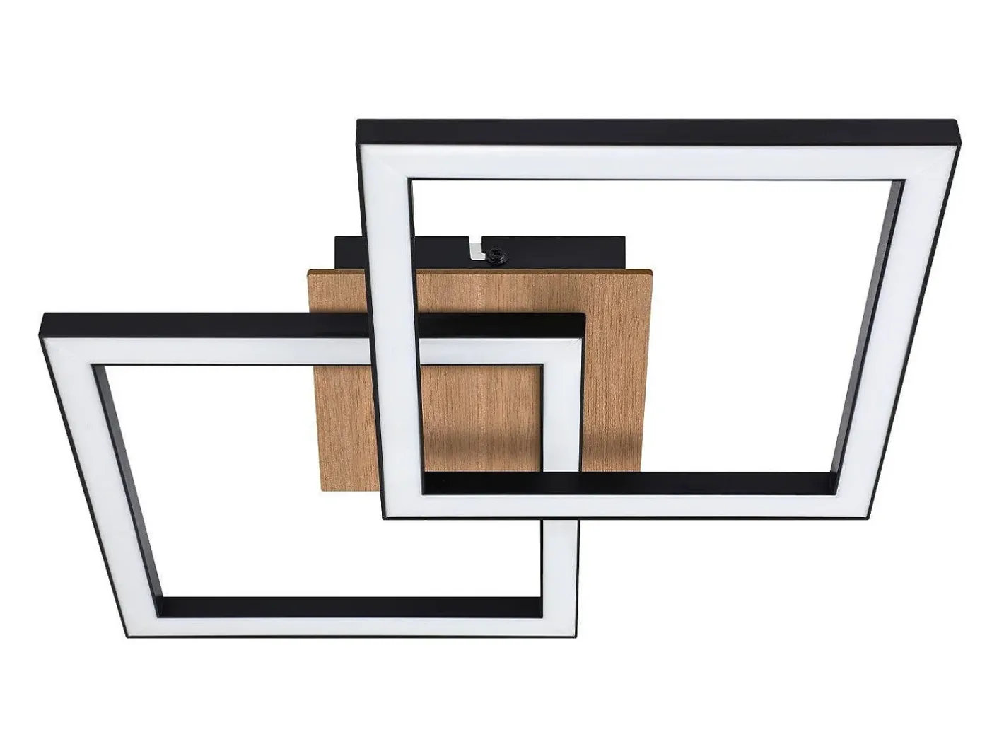 NETTLIFE Plafón-Lámpara de techo LED negra de madera, 3000K, luz blanca cálida, diseño moderno, 24W Negro