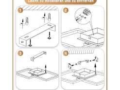 NETTLIFE Plafón-Lámpara de techo LED negra de madera, 3000K, luz blanca cálida, diseño moderno, 24W Negro