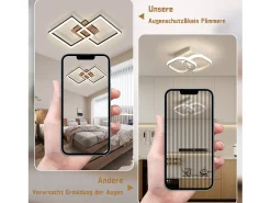 NETTLIFE Plafón-Lámpara de techo LED negra de madera, 3000K, luz blanca cálida, diseño moderno, 24W Negro