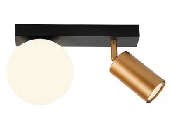 NETTLIFE Plafón-Lámpara de techo de 2 luces Lámpara de techo vintage de metal con dorado GU10 E14 Negro