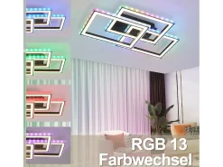 NETTLIFE Plafón-Lámpara de Techo LED Sala de Estar 45W Lámpara de Sala de Estar Negra Moderna Regulable con Control Remoto Cambio de Color Geométrico para Negro