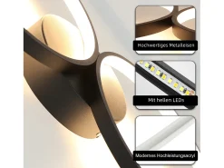NETTLIFE Lámpara de techo LED regulable de 100 cm y 4 anillos, moderna, 56 W, color , con mando a distancia Negro Online