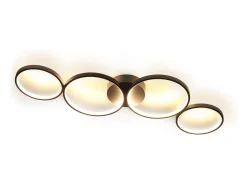 NETTLIFE Lámpara de techo LED regulable de 100 cm y 4 anillos, moderna, 56 W, color , con mando a distancia Negro Online