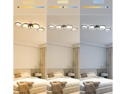 NETTLIFE Lámpara de techo LED regulable de 100 cm y 4 anillos, moderna, 56 W, color , con mando a distancia Negro Online