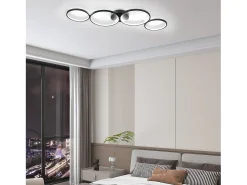 NETTLIFE Lámpara de techo LED regulable de 100 cm y 4 anillos, moderna, 56 W, color , con mando a distancia Negro Online