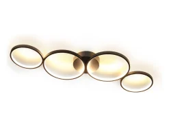 NETTLIFE Lámpara de techo LED regulable de 100 cm y 4 anillos, moderna, 56 W, color , con mando a distancia Negro Online