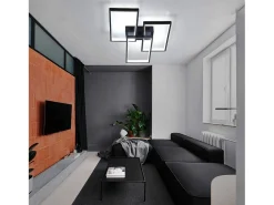 NETTLIFE Plafón-Lámpara de Techo LED 63W Regulable con Mando a Distancia Diseño Moderno en Metal para Dormitorio Comedor Salón Oficina Negro