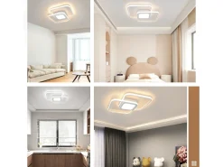 NETTLIFE Plafón-Lámpara de Techo LED 48W Metal Regulable Moderna con Mando a Distancia para Dormitorio Salón Cocina Comedor Blanco