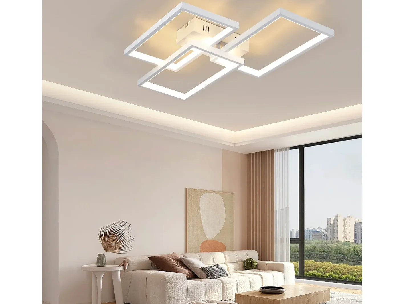 NETTLIFE Lámpara de Techo LED de Metal Blanco 72W 80cm Lámpara de Salón Moderna Regulable con Diseño Rectangular para Dormitorios, Dormitorios Negro Best